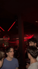 Turin nightclub scene captured with dynamic lighting effects