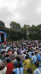 Argentina fans pack outdoor viewing area for football screening
