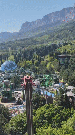Amusement park documented in mountainous Simeiz, Ukraine resort area