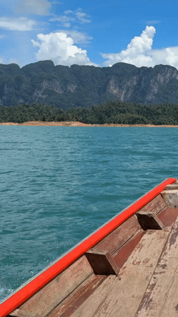 On the turquoise water of Cheow Lan Lake, Khao Sok