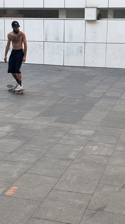 Skaters take over a Barcelona plaza on a summer evening