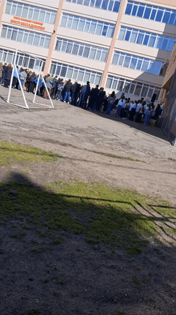 Morning school gathering and spring scenes in Gotse Delchev