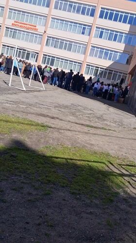 Morning school gathering and spring scenes in Gotse Delchev