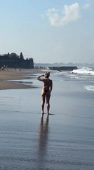 Morning beach activities captured at North Kuta, Indonesia