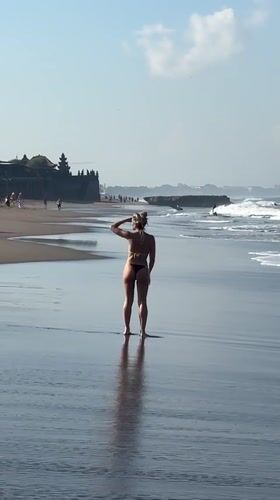 Morning beach activities captured at North Kuta, Indonesia
