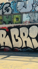 Man rests against graffiti wall in Barcelona skatepark area
