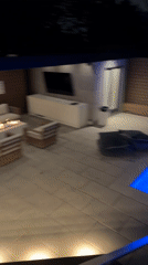 Nighttime swimming pool and patio captured on video in Toronto