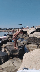 Lazy summer morning on Bari's rocky Adriatic shore