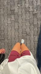 Pedestrian walks on brick paving in Bar, Montenegro