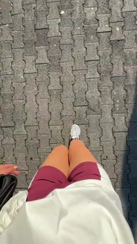 Pedestrian walks on brick paving in Bar, Montenegro