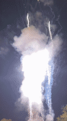 Fireworks light up the night sky over Tutrakan