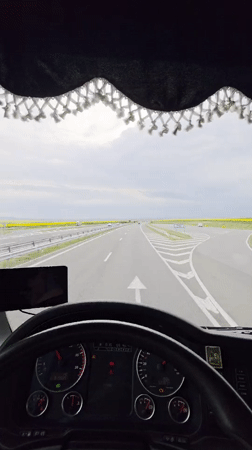Truck driver perspective recorded in Zheleznik, Bulgaria