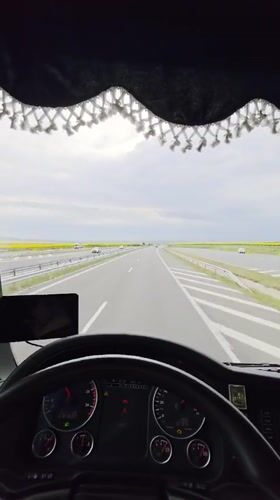 Truck driver perspective recorded in Zheleznik, Bulgaria