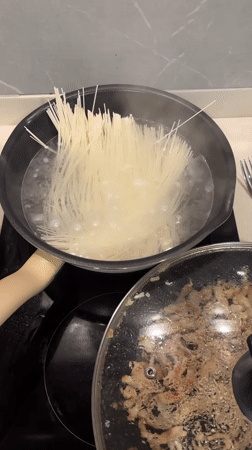 Home-cooked noodle meal prepared in Choeng Thale, Thailand