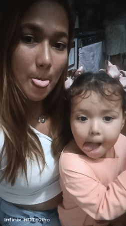 Mother, child share playful selfie moments in Caracas