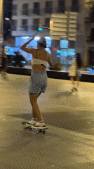 Night skate session in a Barcelona plaza