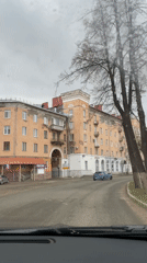 Dashcam records drive through small Russian town streets