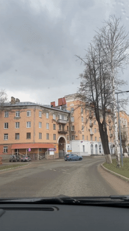 Dashcam records drive through small Russian town streets