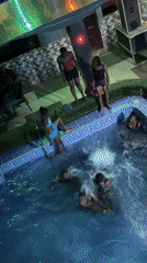 Nighttime pool party draws crowds in Nkpor, Nigeria