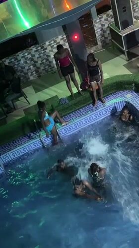Nighttime pool party draws crowds in Nkpor, Nigeria