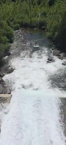 Nature footage captures river rapids and spider web in Spain