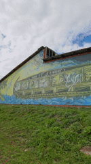 Orthodox church complex with Noah's Ark mural documented in Кварса