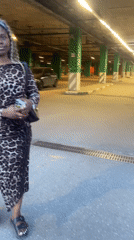 Woman in leopard print spotted walking through Kazan locations