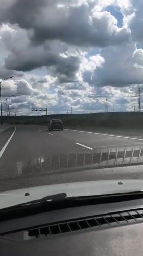 Morning highway traffic observed in Pazderino, Russia