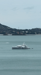 Large yacht anchored off Ko Samui coast observed early morning