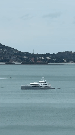Large yacht anchored off Ko Samui coast observed early morning