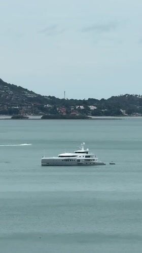 Large yacht anchored off Ko Samui coast observed early morning