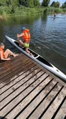 Kayaking and canoeing on a calm lake near Brest