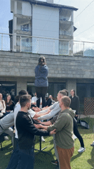 Young adults participate in outdoor group activities in Bansko