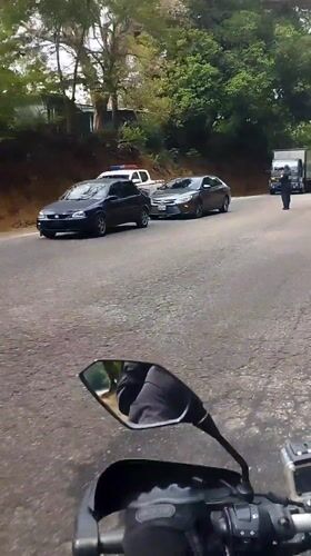 Police checkpoint blocks road in El Jabillo, Venezuela