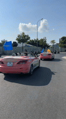 Pink convertible convoy spotted driving through Nha Trang streets