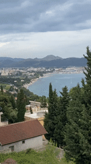 Scenic coastal view recorded from elevated position in Montenegro
