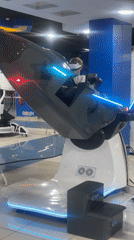 Boy uses VR flight simulators at Marrakesh entertainment venue