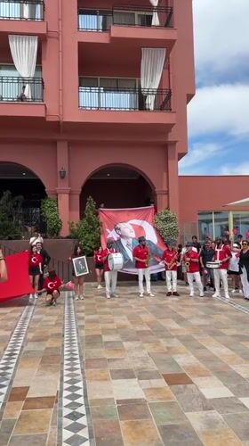 Street musicians perform, diners eat in Kemer Turkey