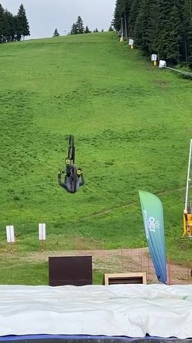 Mountain Bikers Perform Aerial Stunts in Samokov, Bulgaria