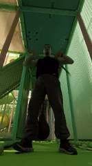 Martial arts and acrobatics inside a Karaganda indoor play facility