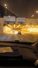 Driver records nighttime tunnel passage in Moscow