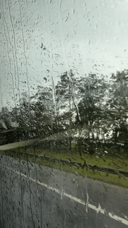 Rain on the window, gray skies over Pruszków