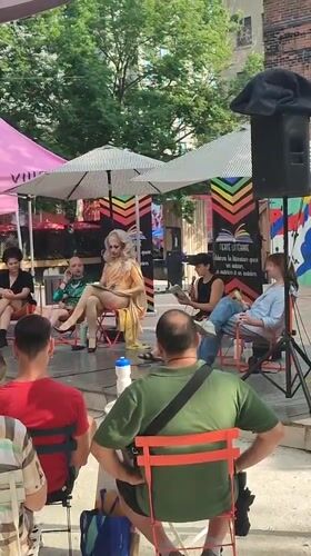 Drag performance and Pride festivities in Montreal streets