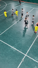 Youth soccer teams play indoor match in Wilde, Argentina