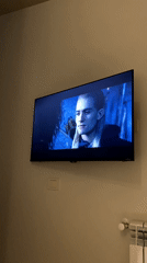 Television displays split-screen movie scene in Batumi