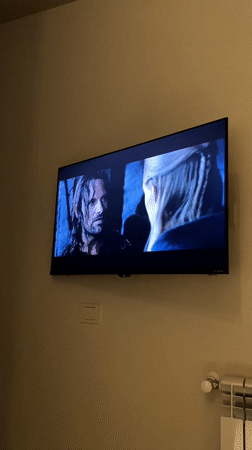 Television displays split-screen movie scene in Batumi