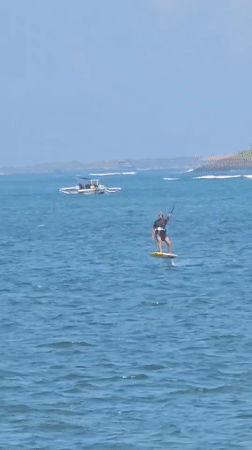 Kitesurf and hydrofoil action off the Denpasar coastline