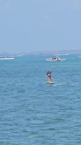 Kitesurf and hydrofoil action off the Denpasar coastline