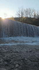 Dawn waterfall footage captured at Bulgarian dam near Blagoevgrad