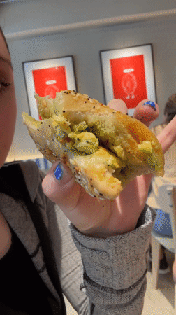 Customers enjoy bagel lunch at Mexico City Roma Norte restaurant